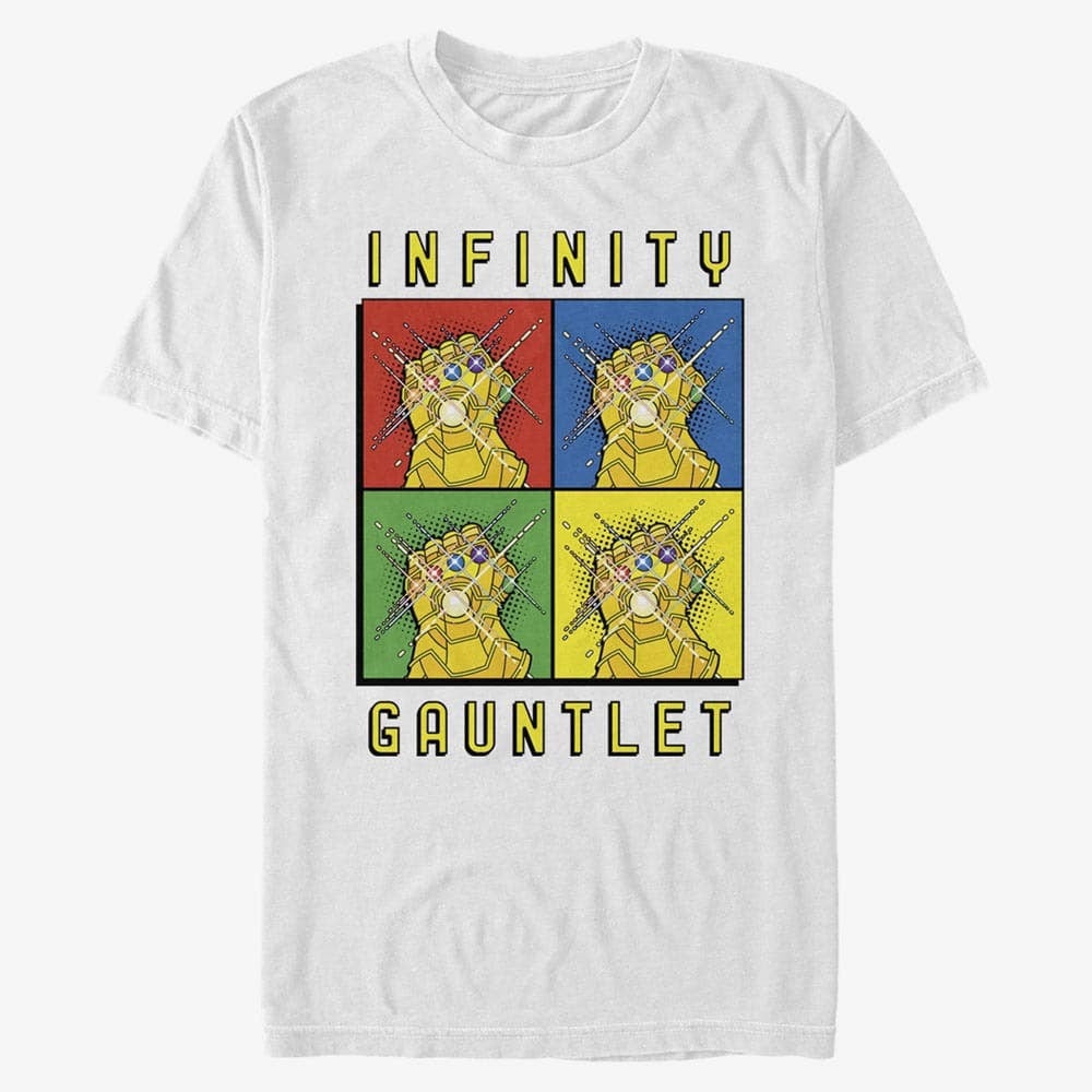 Trička Merch Marvel Avengers Classic - Warhol Gauntlet Unisex T-Shirt White