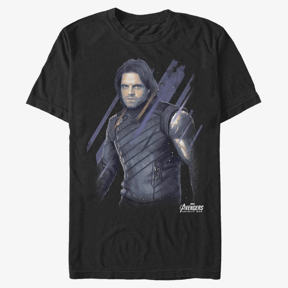 Trička Merch Marvel Avengers: Infinity War - Distressed Bucky Unisex T-Shirt Black