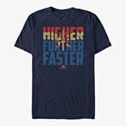 Merch Captain Marvel: Movie - Higher Faster Fill Unisex T-Shirt Navy Blue