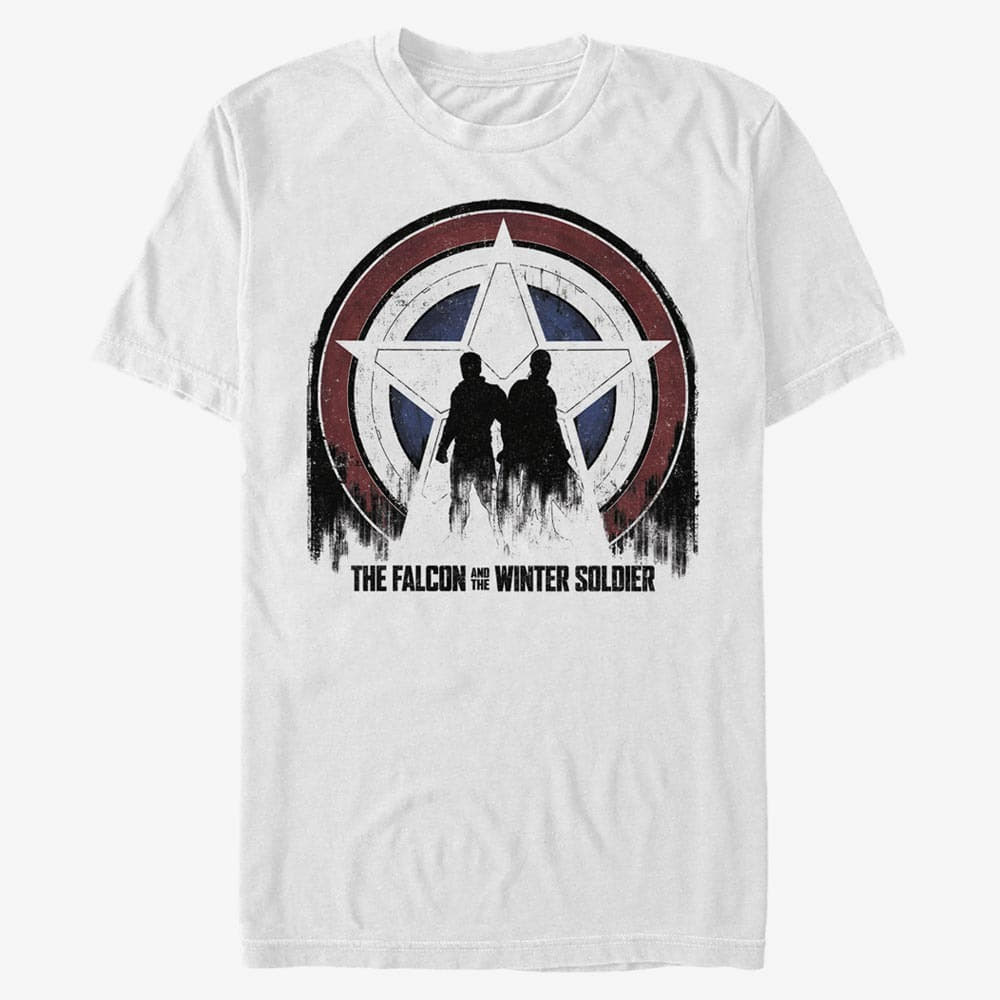 Majice T-shirt Merch Marvel The Falcon and the Winter Soldier - Silhouette Shield Unisex T-Shirt White