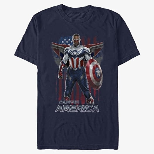 T-shirt Merch Marvel The Falcon and the Winter Soldier - Shield Cap Logo Unisex T-Shirt Navy Blue