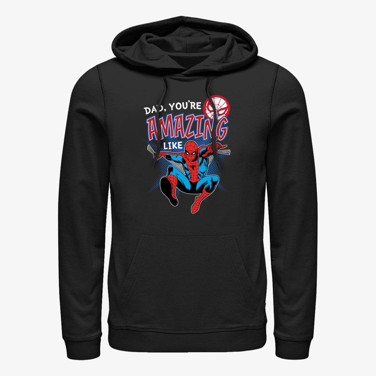 Džemperiai su gobtuvais ir džemperiai Merch Marvel Spider-Man Classic - Amazing Like Dad Unisex Hoodie Black