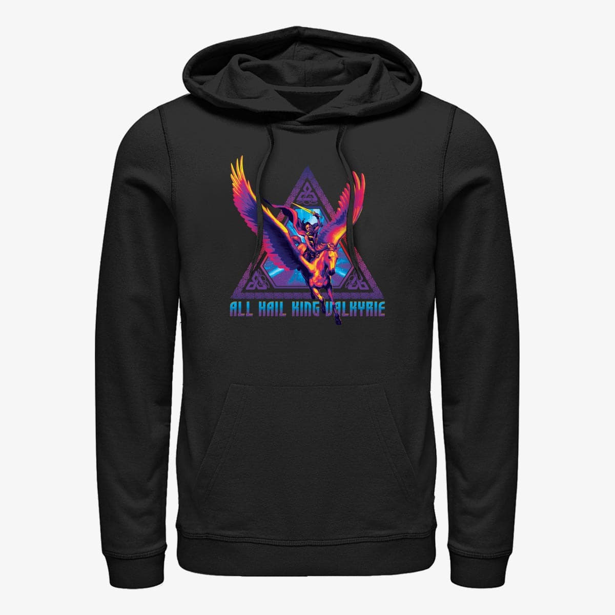 Mikiny Merch Marvel Thor: Love and Thunder - Valkyrie Triangle Badge Unisex Hoodie Black