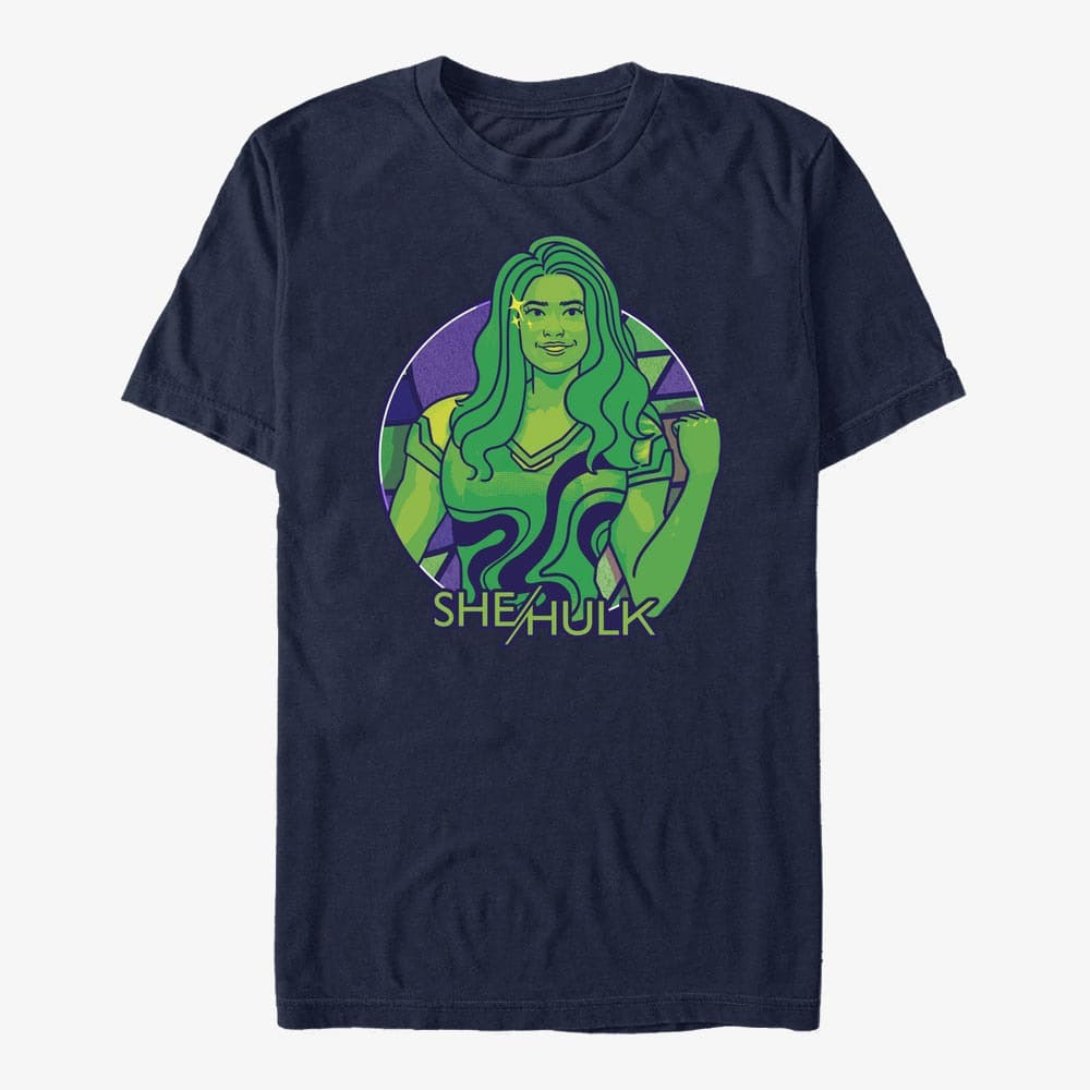 T-shirts Merch Marvel She-Hulk: Attorney at Law - Color Block Circle Badge Unisex T-Shirt Navy Blue