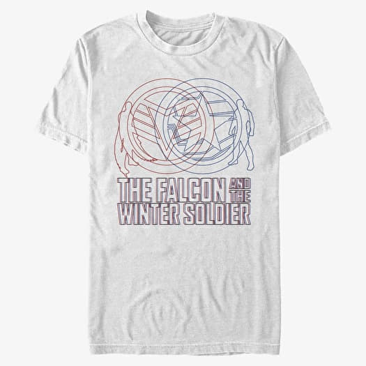 Majica Merch Marvel The Falcon and the Winter Soldier - RED BLUE WIREFRAME Unisex T-Shirt White