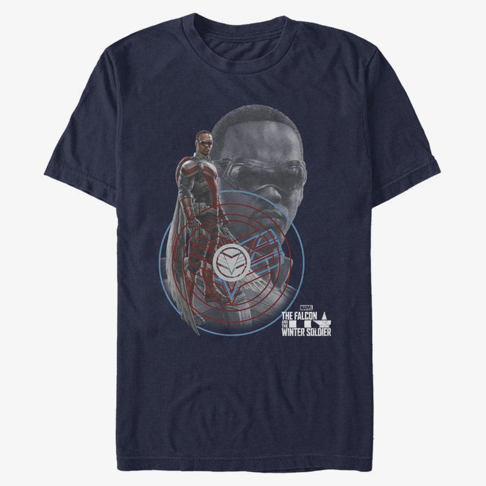 Trička Merch Marvel The Falcon and the Winter Soldier - Falcon Hero Unisex T-Shirt Navy Blue