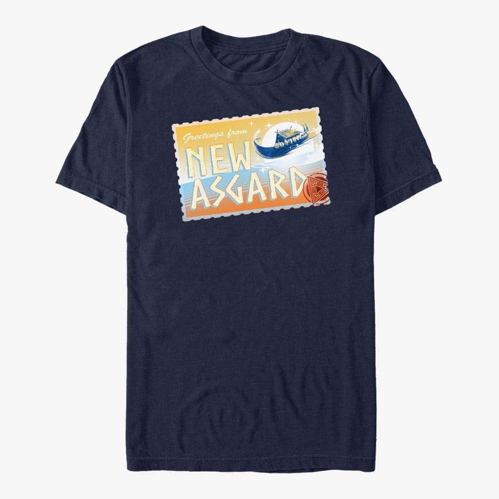T-särgid Merch Marvel Thor: Love and Thunder - Asgard Postcard Unisex T-Shirt Navy Blue