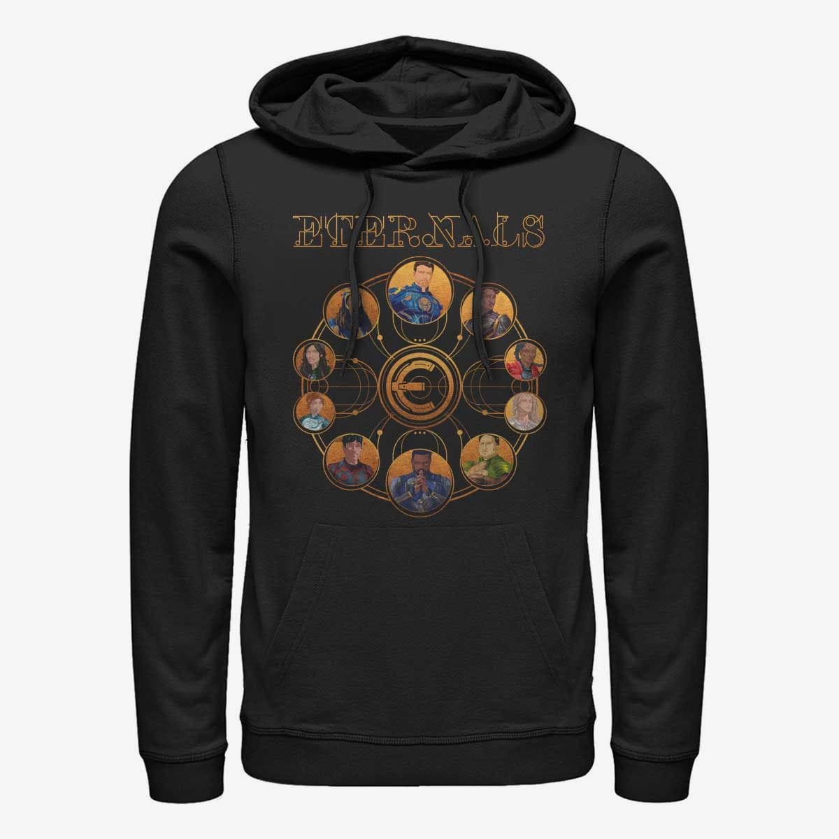 Sweatshirts Merch Marvel: Eternals - ETERNALS CIRCULAR GOLD Unisex Hoodie Black