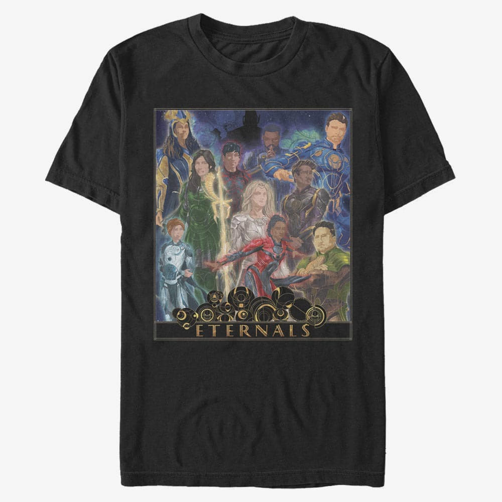 T-shirts Merch Marvel The Eternals - ETERNALS GOLD FRAME POSTER Unisex T-Shirt Black