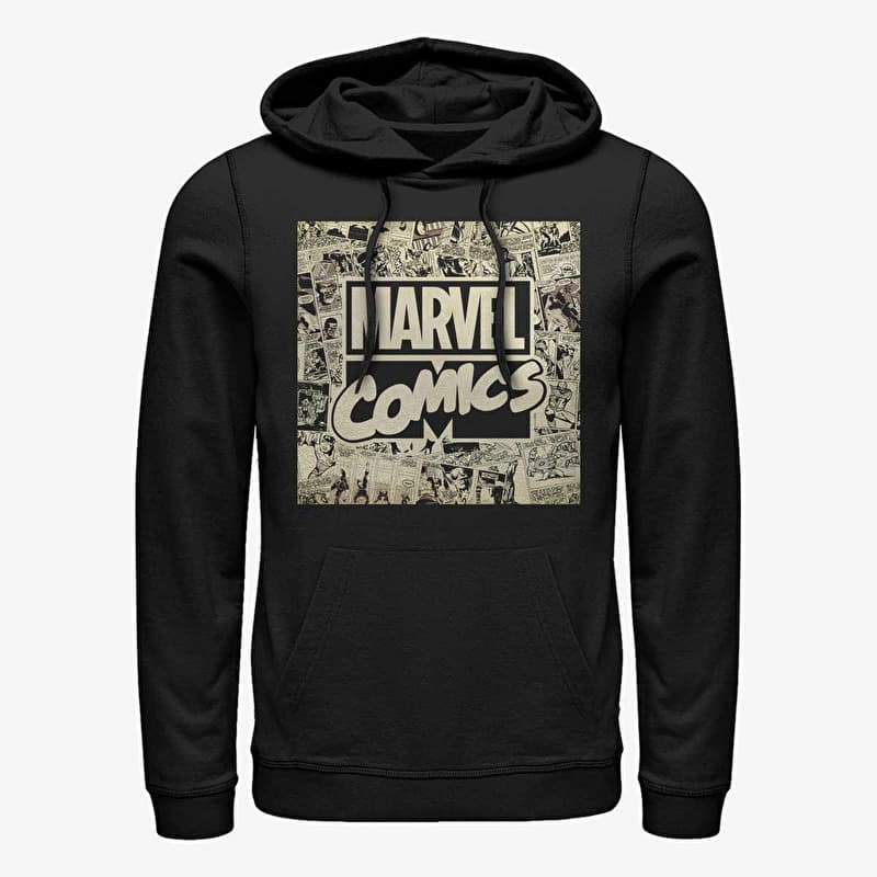 Sweatshirt Merch Marvel Avengers Classic - Marvel Logo Unisex Hoodie Black