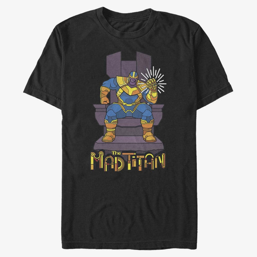 Trička Merch Marvel Avengers Classic - Titan Throne Unisex T-Shirt Black
