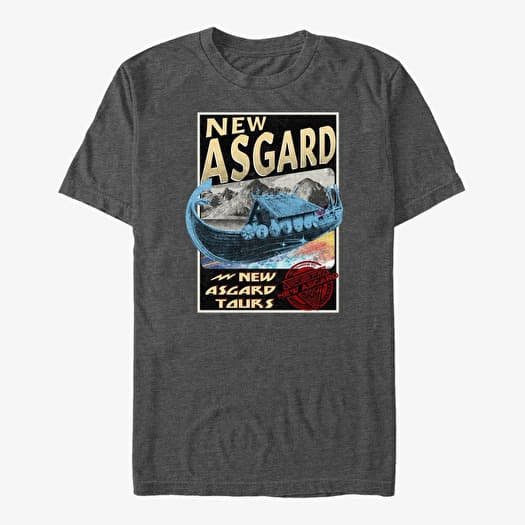 T-skjorte Merch Marvel Thor: Love and Thunder - New Asgard Destination Unisex T-Shirt Dark Heather Grey