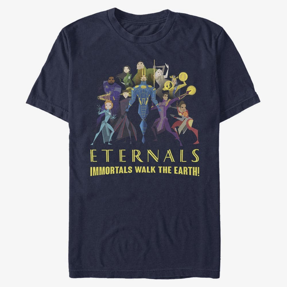 Trička Merch Marvel: Eternals - Group Shot Unisex T-Shirt Navy Blue