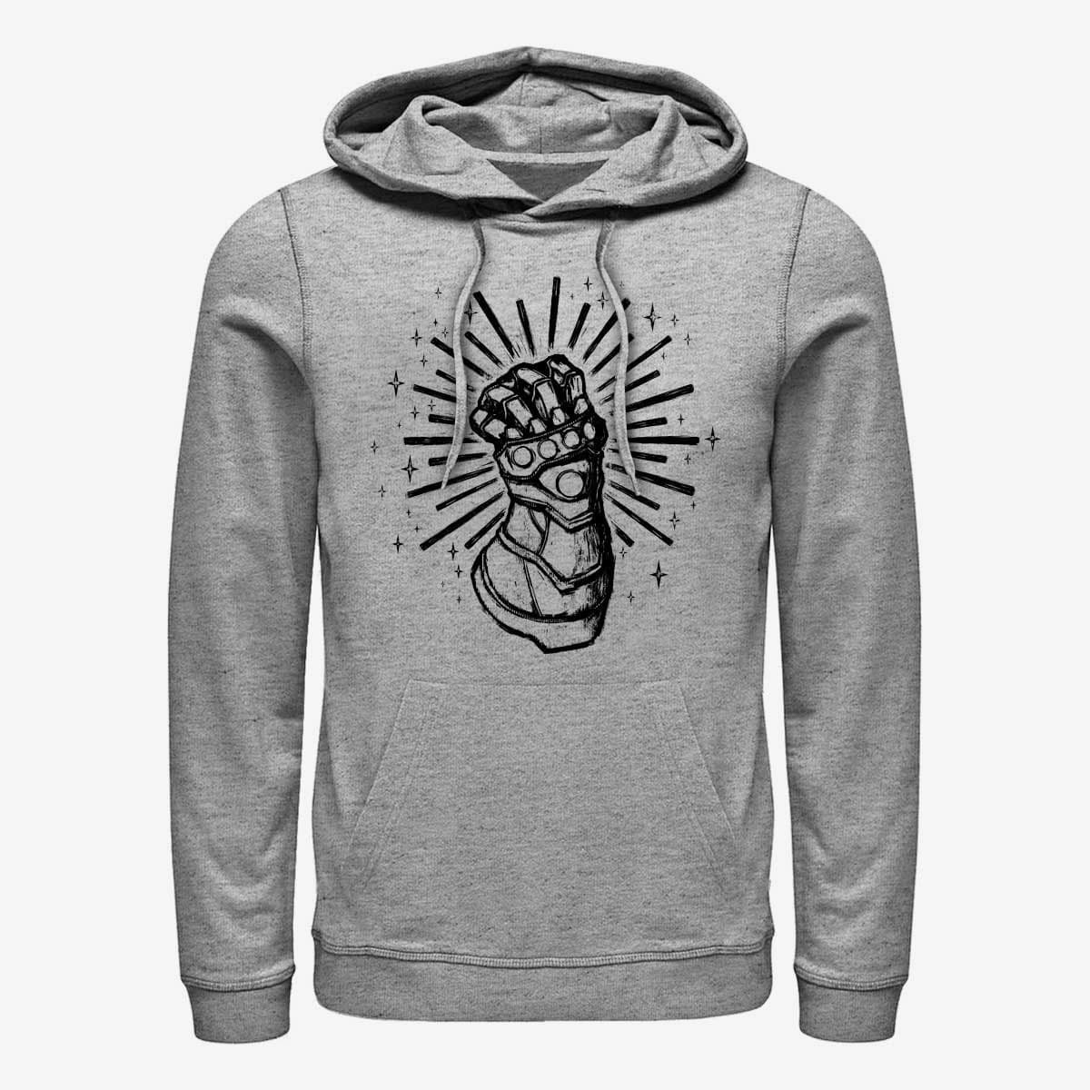 Hupparit ja collegepaidat Merch Marvel Avengers Classic - Sketch Gauntlet Unisex Hoodie Heather Grey