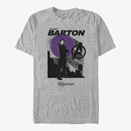 T-paita Merch Marvel Hawkeye - Red Moon Skyline Unisex T-Shirt Heather Grey