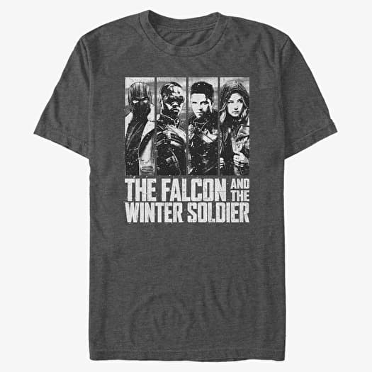 Majica Merch Marvel The Falcon and the Winter Soldier - White out Unisex T-Shirt Dark Heather Grey