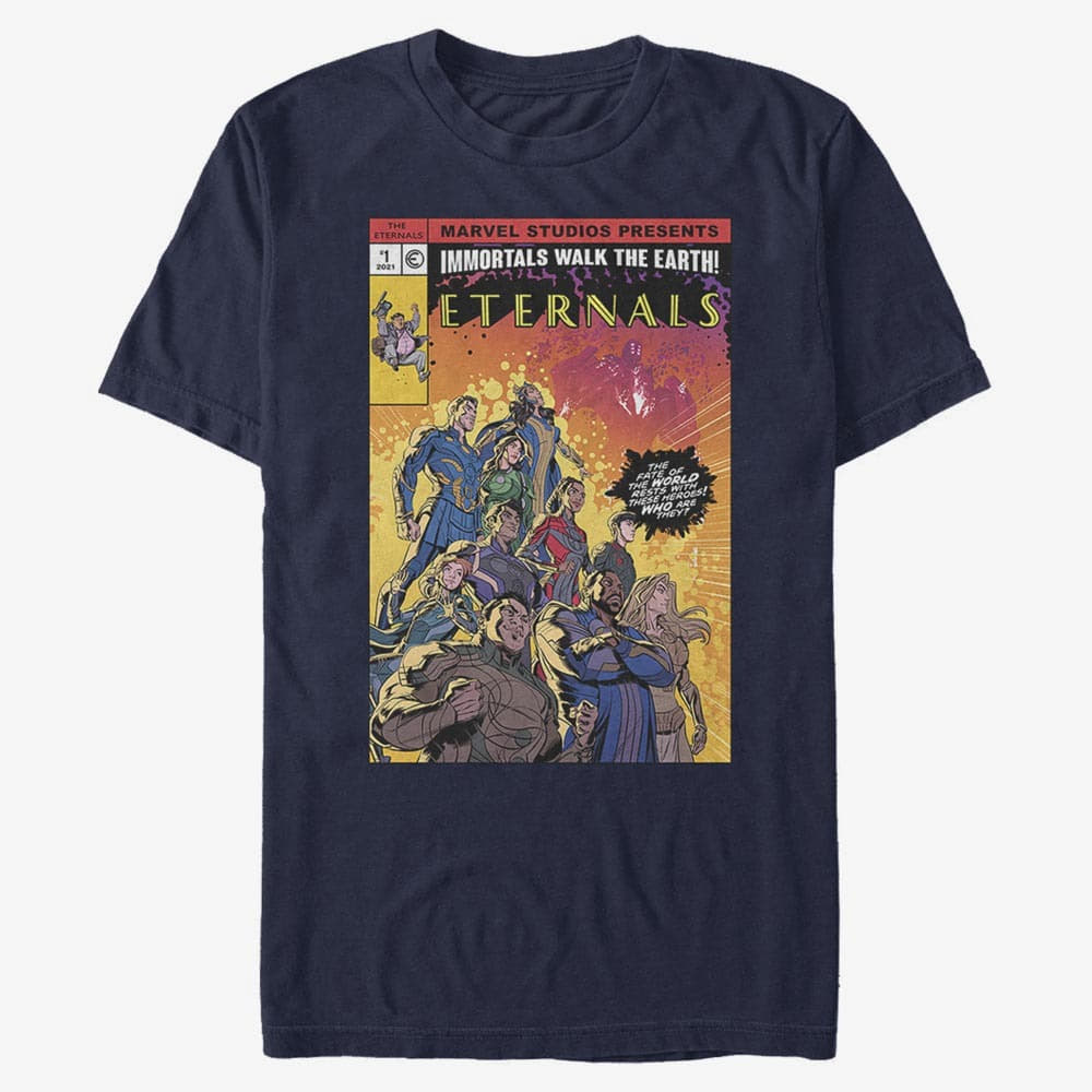 T-särgid Merch Marvel The Eternals - Halftone Cover Unisex T-Shirt Navy Blue