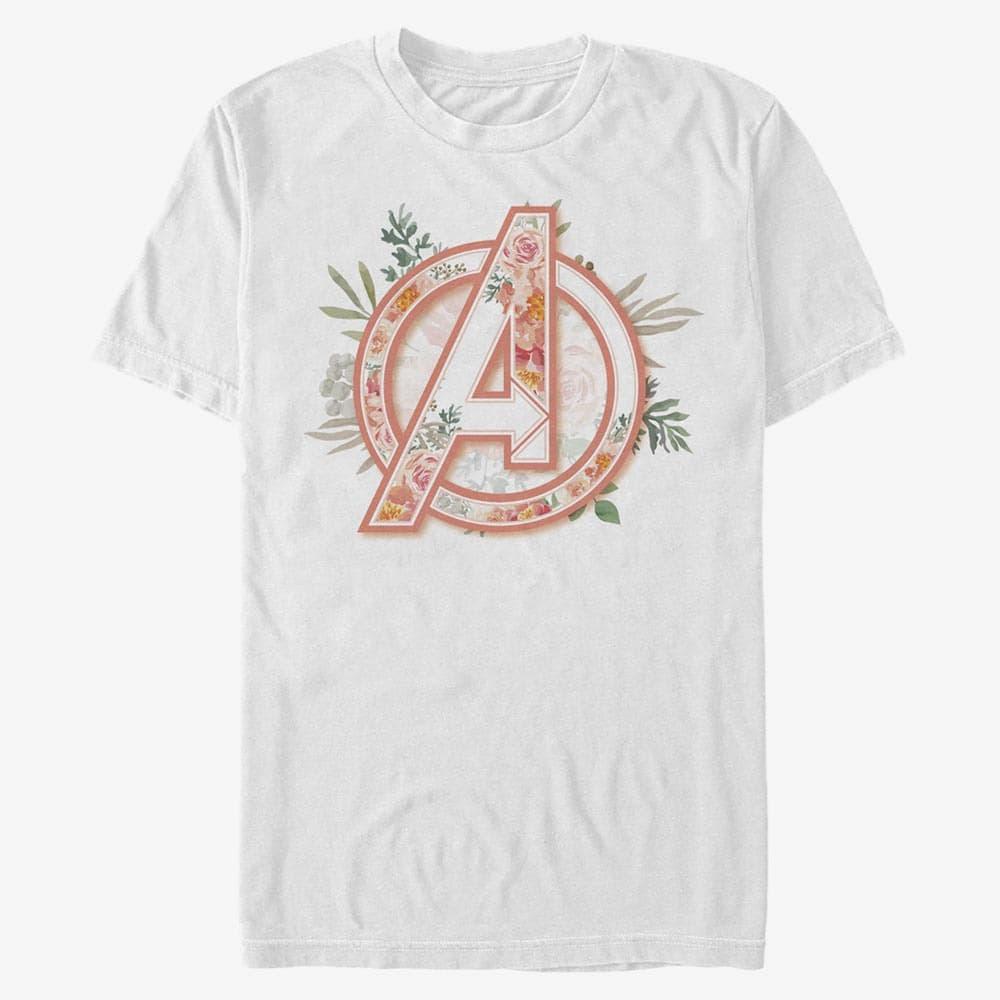 Tričká Merch Marvel Classic - Avenger Floral Unisex T-Shirt White