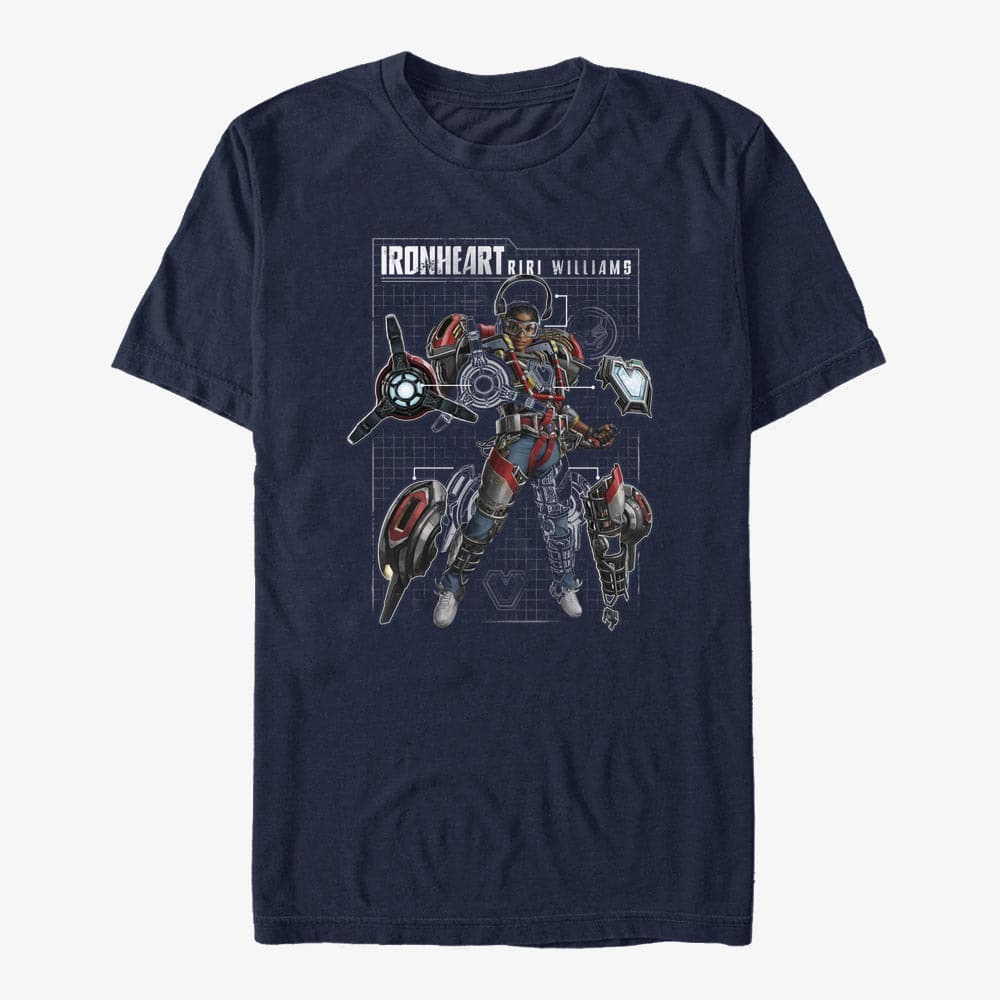 Tricouri Merch Marvel Black Panther: Wakanda Forever - Ironheart Schematic Unisex T-Shirt Navy Blue