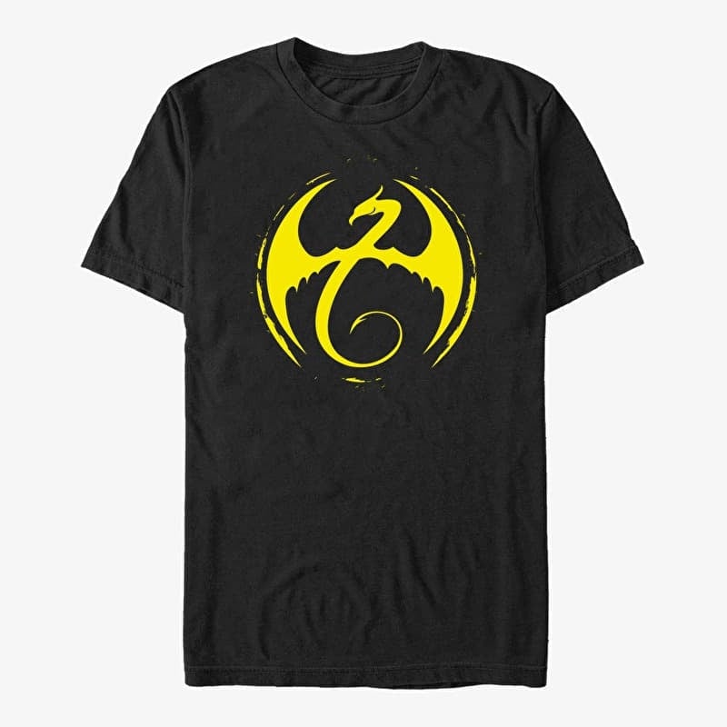 Tričko Merch Marvel Defenders - Iron Fist Logo Unisex T-Shirt Black