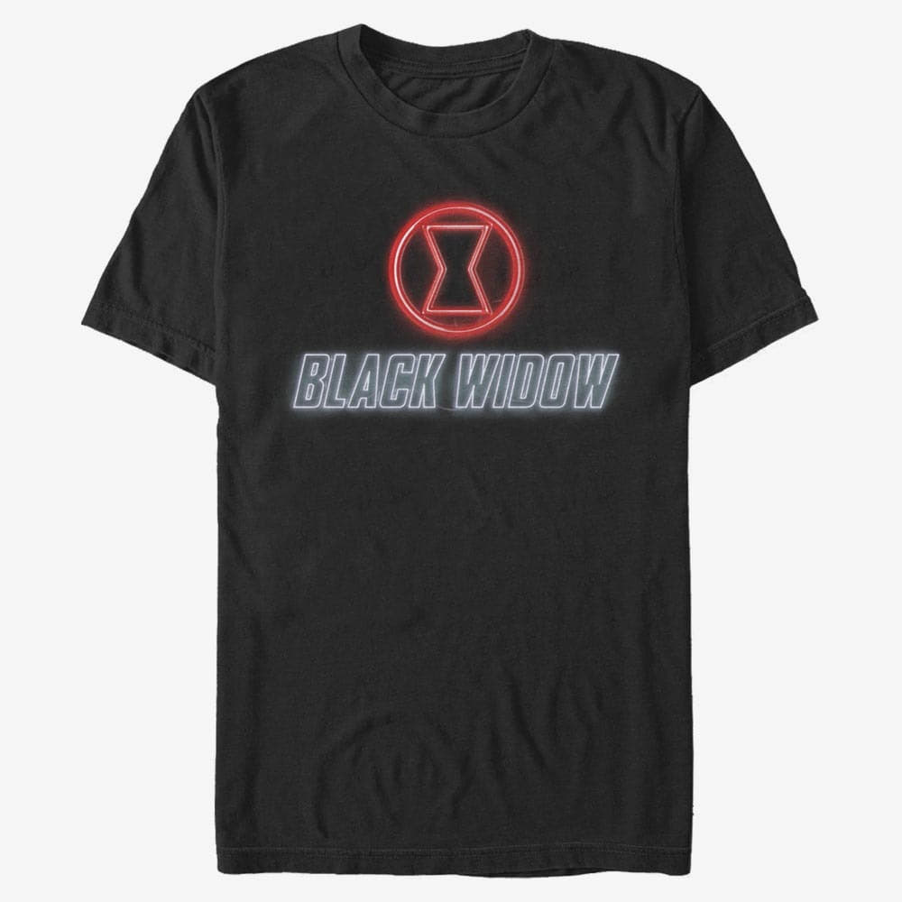 Marškinėliai Merch Marvel - BLACK WIDOW NEON Unisex T-Shirt Black