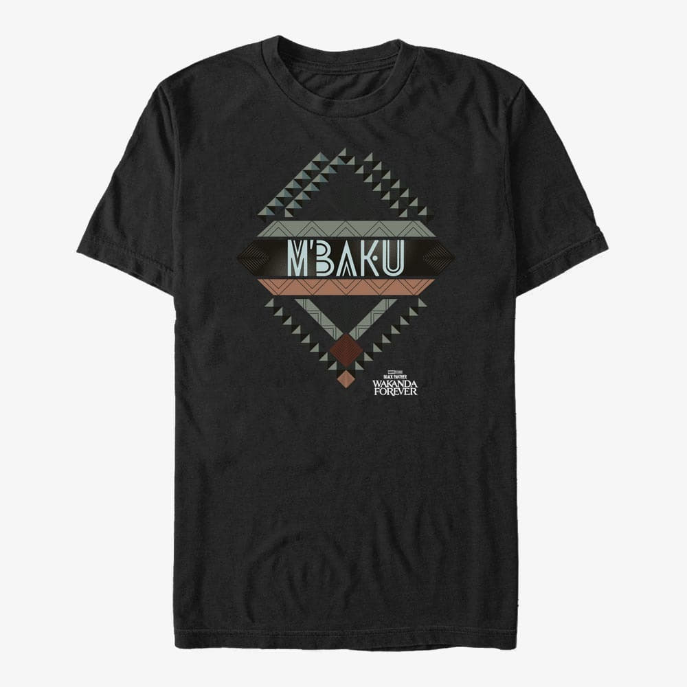 T-särgid Merch Marvel Black Panther: Wakanda Forever - MBaku Crest Unisex T-Shirt Black