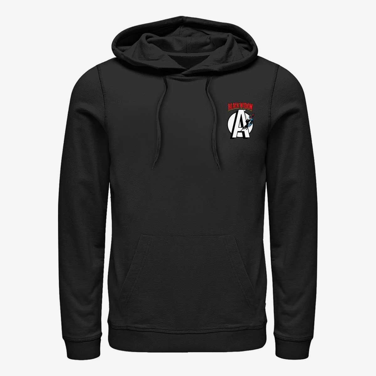 Džemperiai su gobtuvais ir džemperiai Merch Marvel Avengers Classic - Widow Badge Unisex Hoodie Black