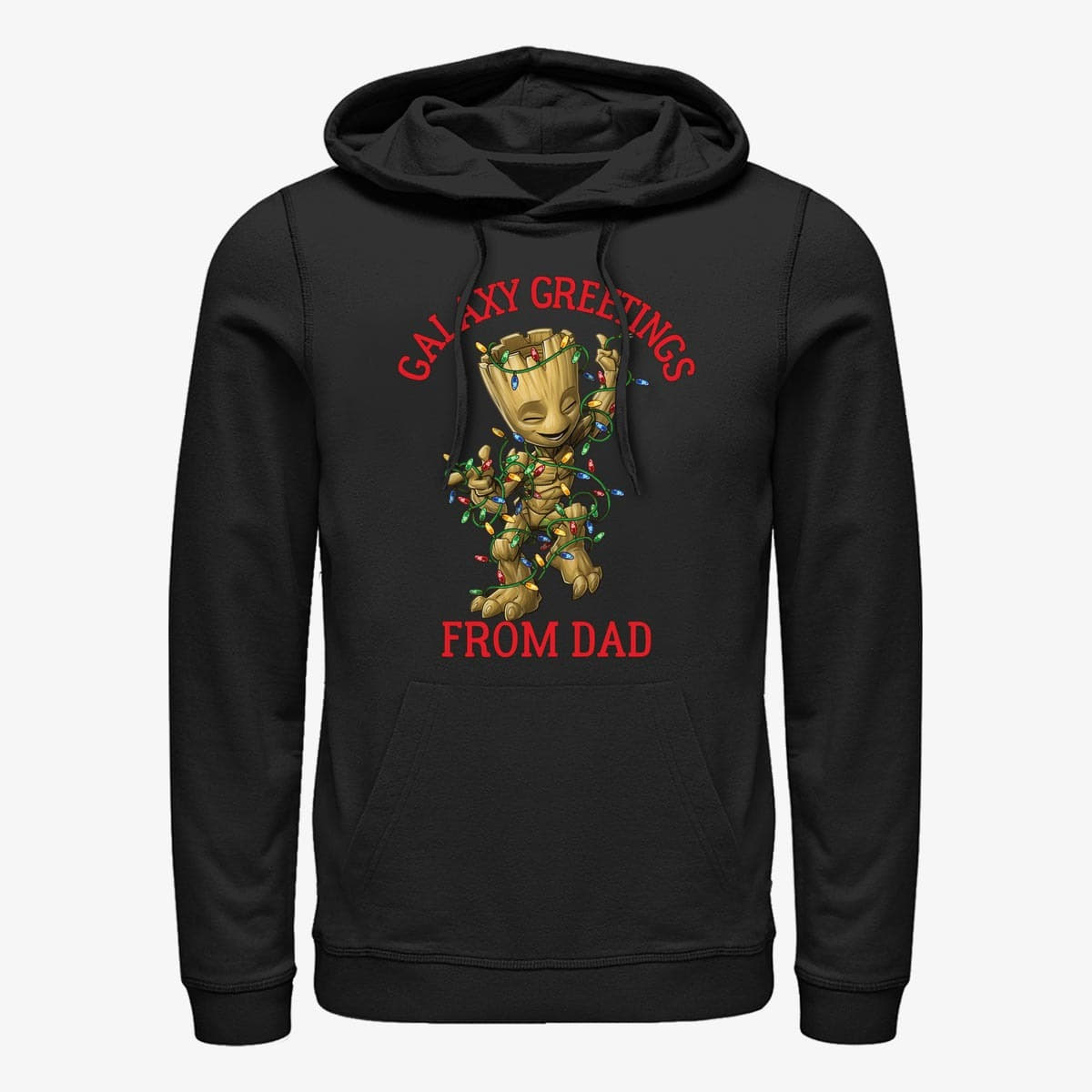 Bluzy Merch Marvel GOTG Classic - Xmas Groot Dad Unisex Hoodie Black