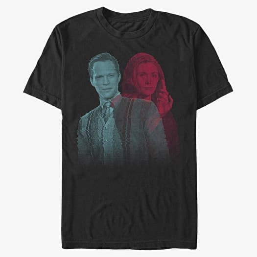 Tričko Merch Marvel WandaVision - GLITCHY OVERLAY WANDA VISION Unisex T-Shirt Black