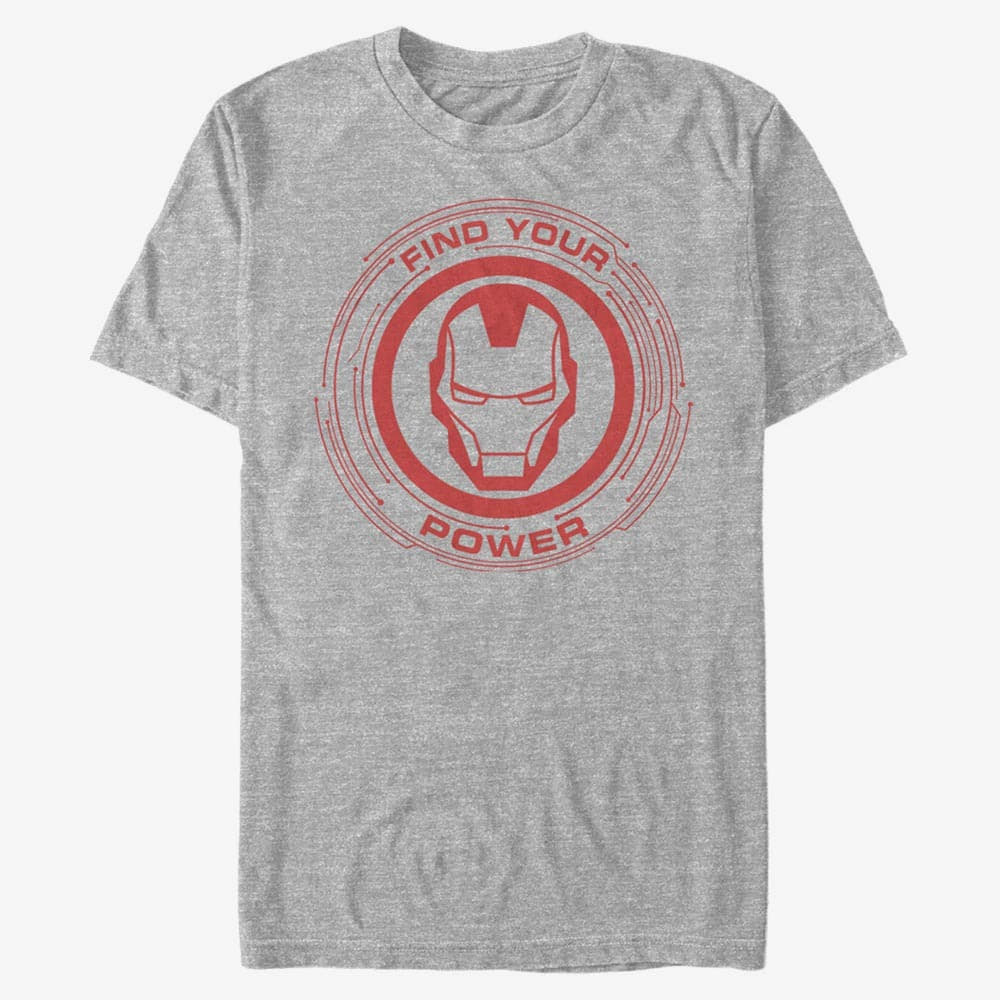 T Shirts Merch Marvel Avengers Classic Power of Iron Man Unisex T Shirt Heather Grey Queens