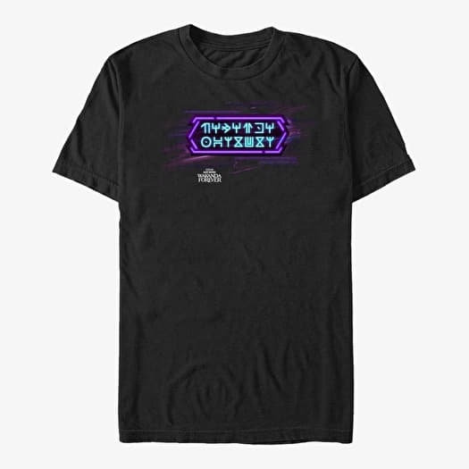 T-shirt Merch Marvel Black Panther: Wakanda Forever - Wakandan Text Neon Unisex T-Shirt Black