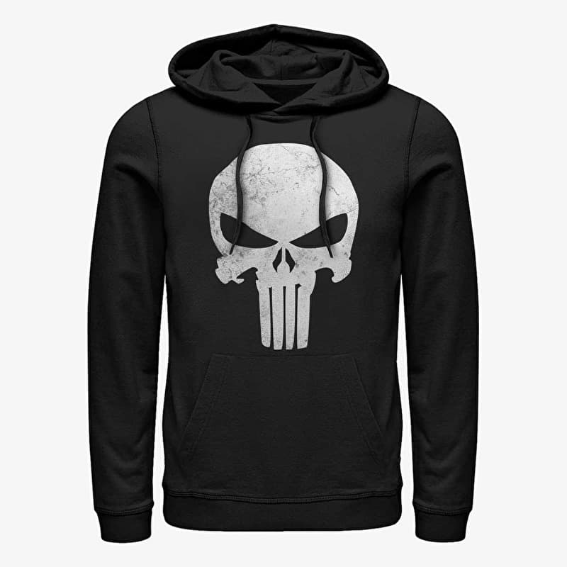 Sweatshirt Merch Marvel - Punisher Distressed Skull Unisex Hoodie Black