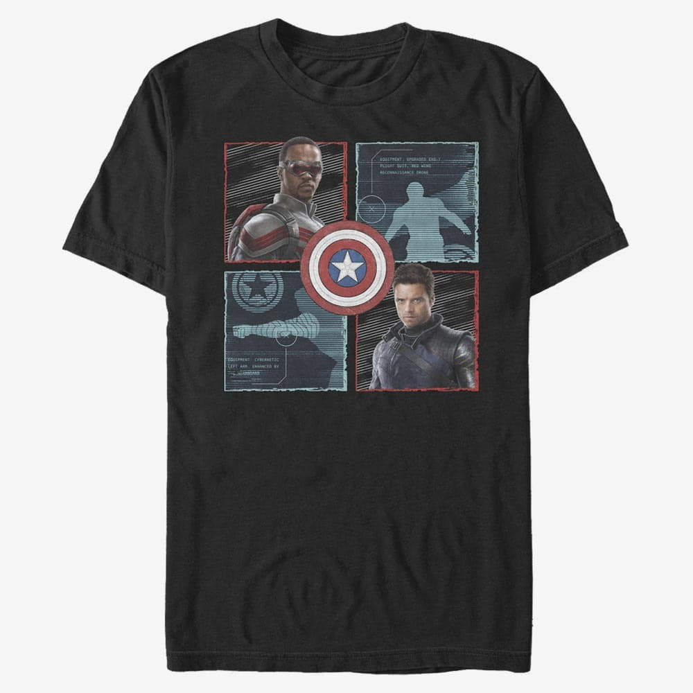 Trička Merch Marvel The Falcon and the Winter Soldier - Hero Box Up Unisex T-Shirt Black