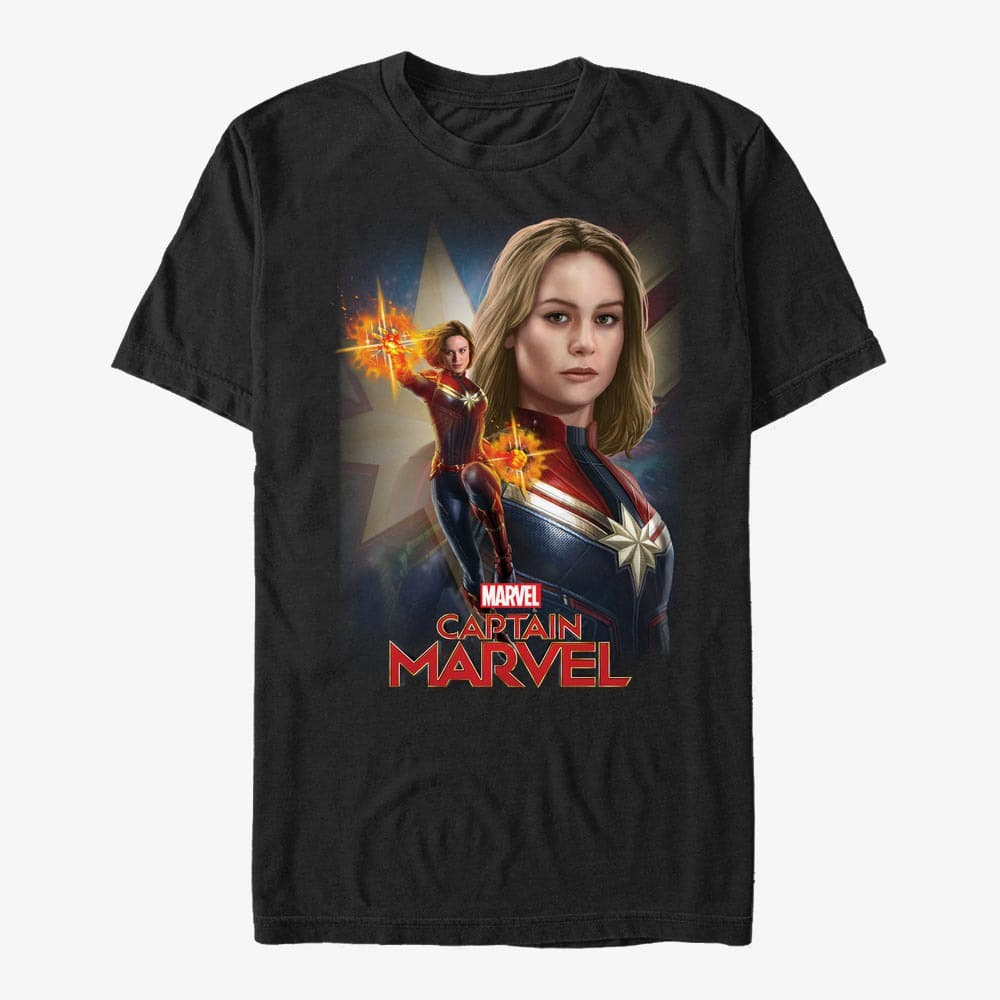 T-shirts Merch Captain Marvel: Movie - Cap Marvel Unisex T-Shirt Black
