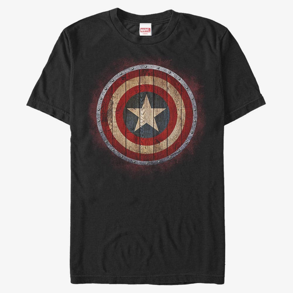 majice kratkih rukava Merch Marvel Avengers Classic - Wooden Shield Unisex T-Shirt Black