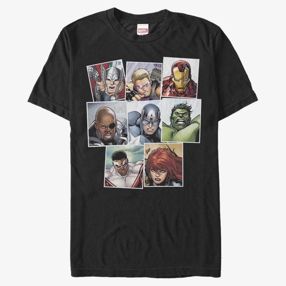T-Shirts Merch Marvel Avengers Classic - Squares Unisex T-Shirt Black