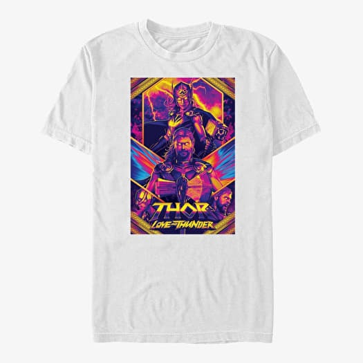 T-shirt Merch Marvel Thor: Love and Thunder - Neon Poster Unisex T-Shirt White