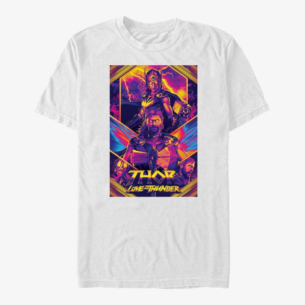 T-Shirts Merch Marvel Thor: Love and Thunder - Neon Poster Unisex T-Shirt White