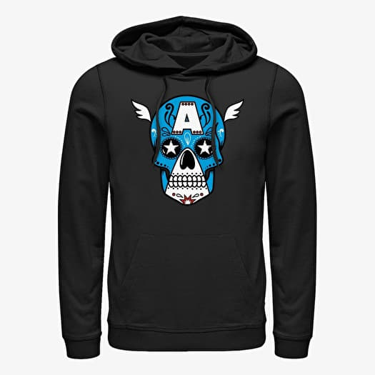 Pulóver Merch Marvel Avengers Classic - Captain America Sugar Skull Unisex Hoodie Black