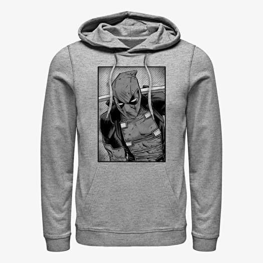 Sweatshirt Merch Marvel Deadpool - Deadpool Black And White Unisex Hoodie Heather Grey
