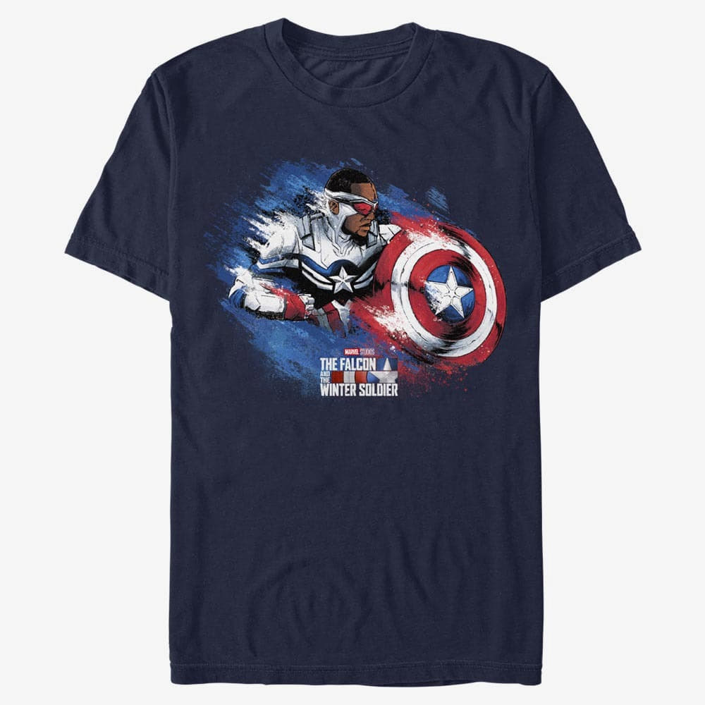 Magliette Merch Marvel The Falcon and the Winter Soldier - Shield Protection Unisex T-Shirt Navy Blue