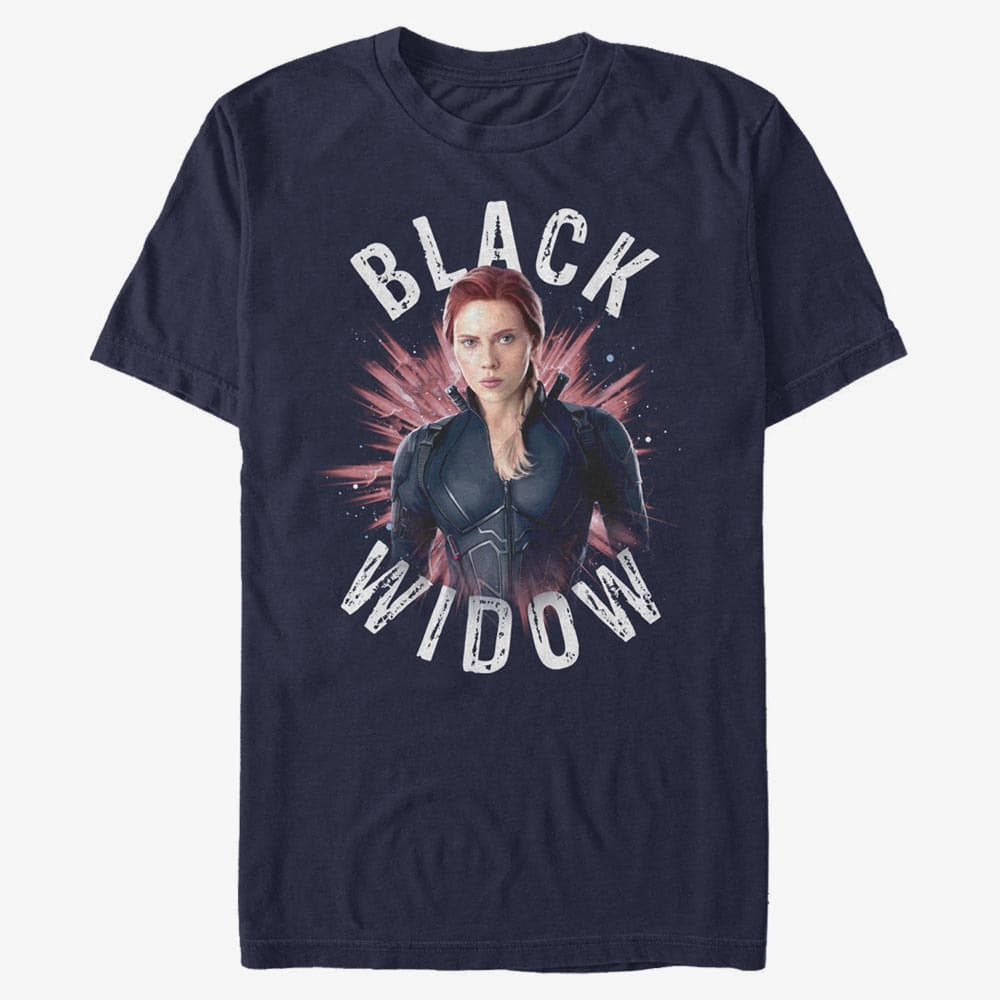 Trička Merch Marvel Avengers: Endgame - Black Widow Burst Unisex T-Shirt Navy Blue