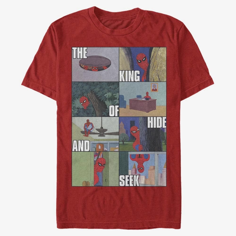 T-shirts Merch Marvel Spider-Man Classic - King of Hide and Seek Unisex T-Shirt Red