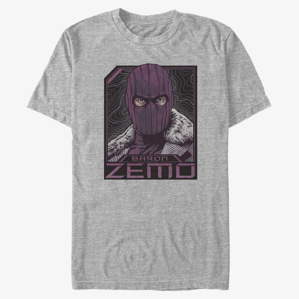 Trička Merch Marvel The Falcon and the Winter Soldier - Badge Of Zemo Unisex T-Shirt Heather Grey