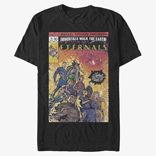 T-shirt Merch Marvel The Eternals - VINTAGE STYLE COMIC COVER Unisex T-Shirt Black
