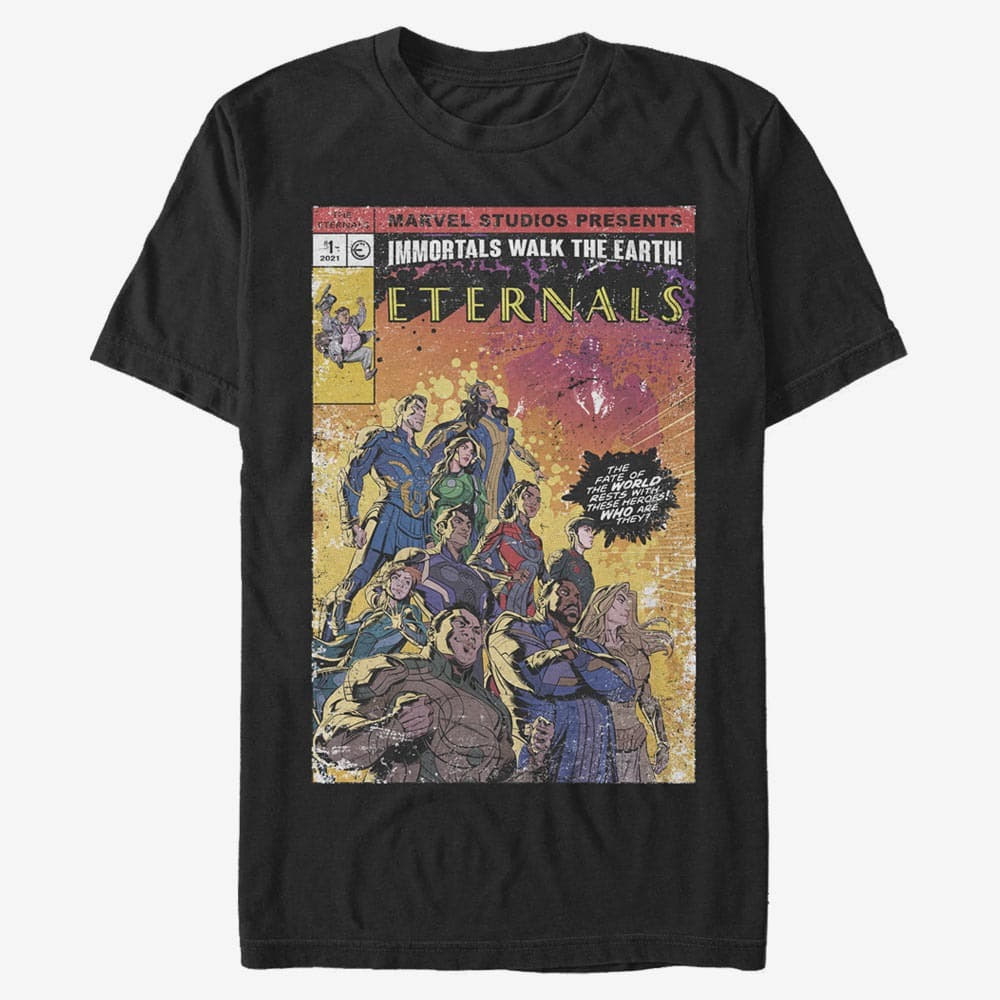 T-Shirts Merch Marvel The Eternals - VINTAGE STYLE COMIC COVER Unisex T-Shirt Black