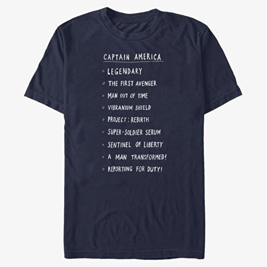 Majica Merch Marvel Avengers Classic - Cap List Unisex T-Shirt Navy Blue