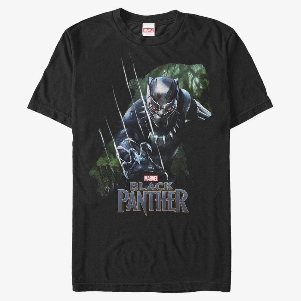 Trička Merch Marvel Avengers Classic - Green Panther Unisex T-Shirt Black