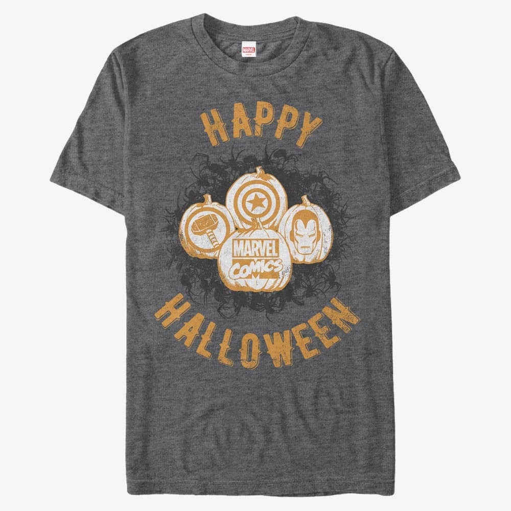 T-shirts Merch Marvel Avengers Classic - Marvel Pumpkins Unisex T-Shirt Dark Heather Grey