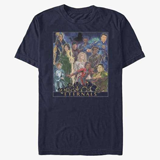 Camiseta Merch Marvel The Eternals - ETERNALS GOLD FRAME POSTER Unisex T-Shirt Navy Blue